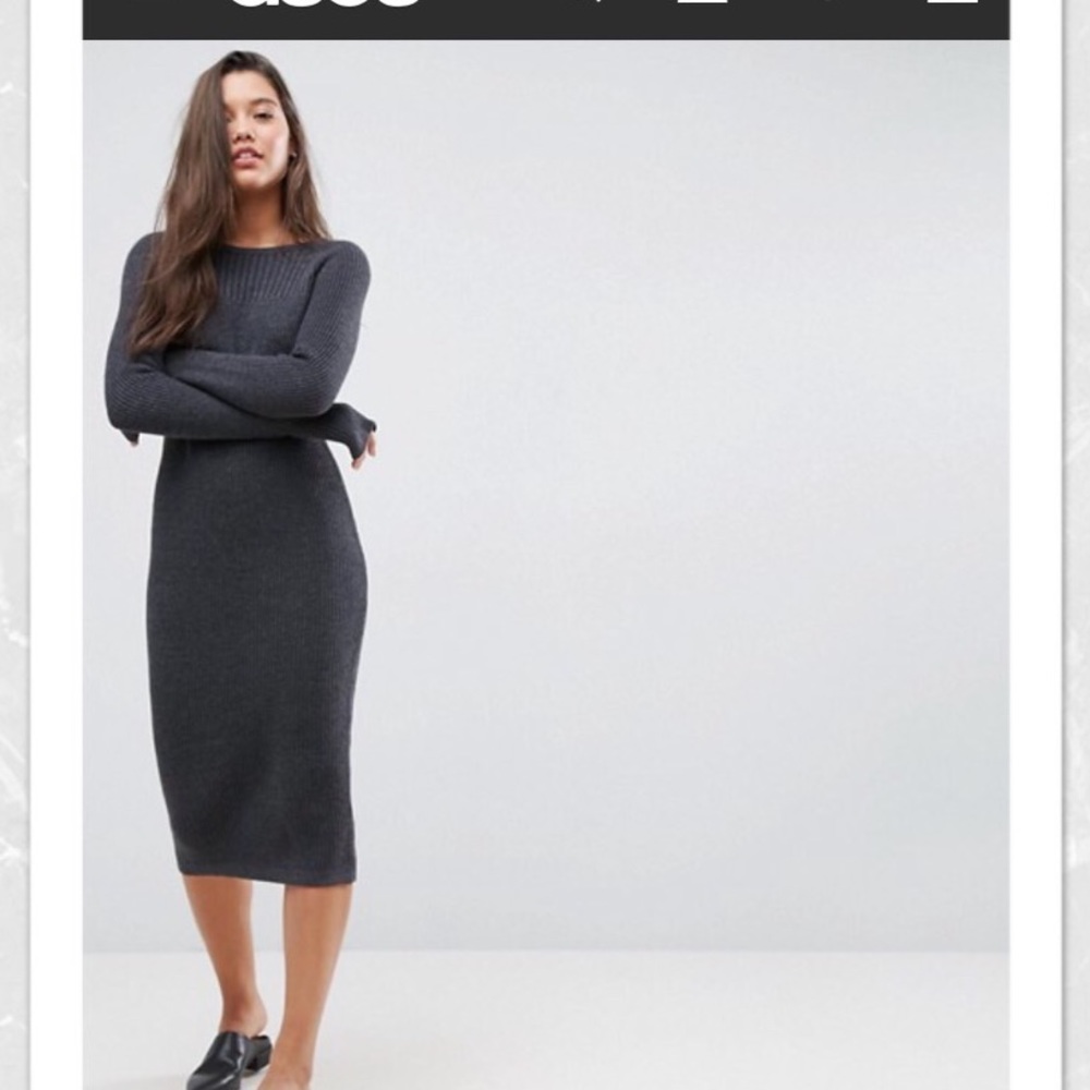 ASOS chunky knit midi dress with rib panel